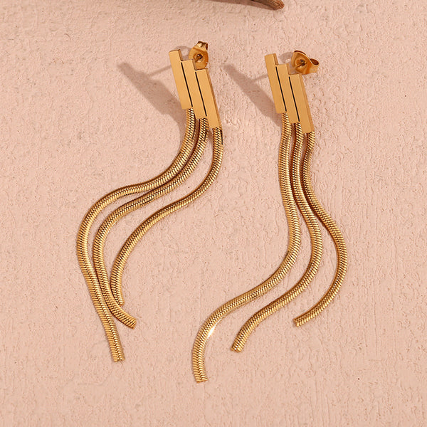 Minimalist Stripe Geometric Stainless Steel 18K Gold Plated Drop Earrings