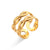 Women Fashion Stripe Geometric Stainless Steel 18K Gold Plated Rings