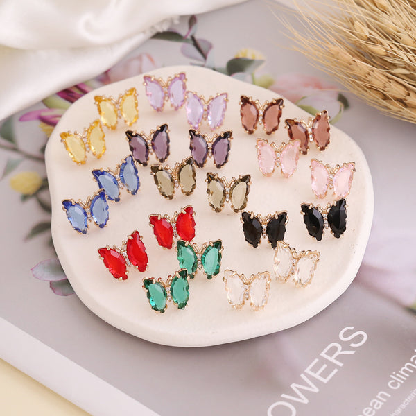 Women Butterfly Copper Stud Earrings