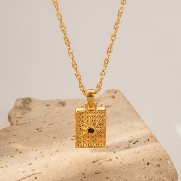 IG Style Quadrilateral Geometric Stainless Steel 18K Gold Plated Necklaces