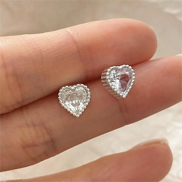 925 Sterling Silver Korean Chamfered Cube Text Letter Number Silver Electroplating Stud Earrings