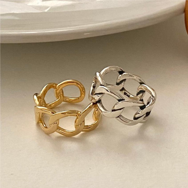 925 Sterling Silver Women Korean Geometric Silver Silver Plating Rings