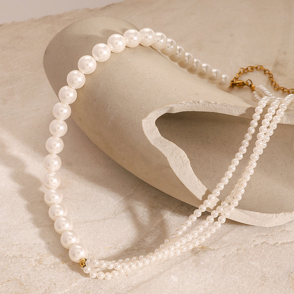 Round Geometric Artificial Pearl Electroplating Necklaces