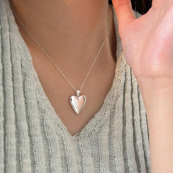 925 Sterling Silver Korean Heart Geometric Silver Electroplating Necklaces