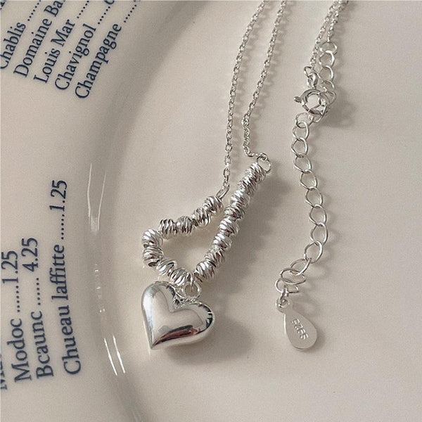 925 Sterling Silver Minimalist Heart Silver Necklaces