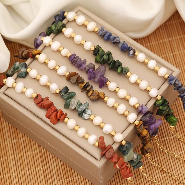 Women Pearl Wave Natural Stone Handmade Bracelets