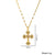 Moderate Luxury Cross Geometric Titanium Steel 18K Gold Plated Necklaces