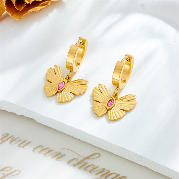 Butterfly Insect Titanium Steel Electroplating Earrings