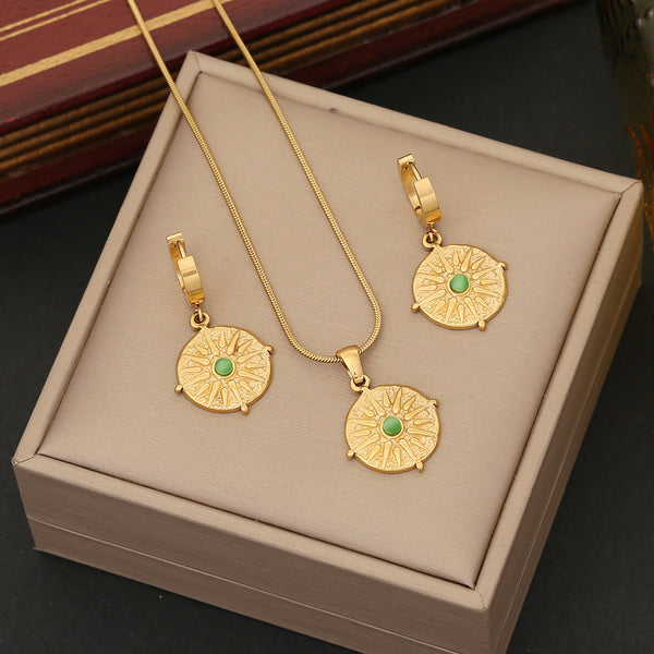 Fashion Round Geometric Stainless Steel Electroplating Necklaces