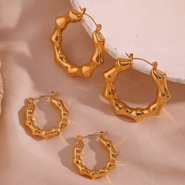 Minimalist Circle Geometric Stainless Steel 18K Gold Plated Earrings