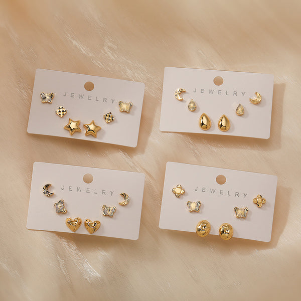 Irregular Geometric Copper Electroplating Stud Earrings