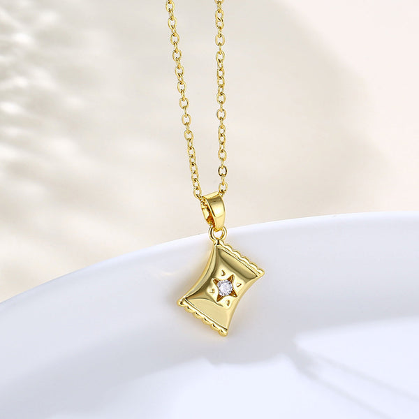 Women Minimalist Geometric Metal Square Stainless Steel Electroplating Necklaces