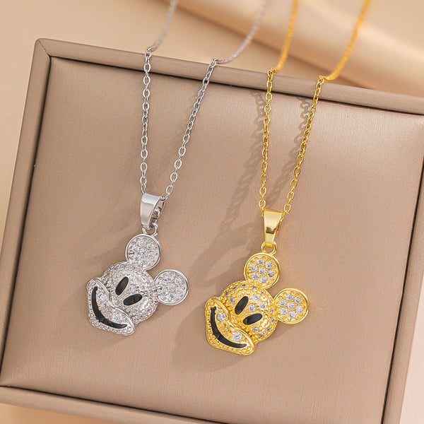 Moderate Luxury Cartoon Titanium Steel Diamond Inlay Necklaces