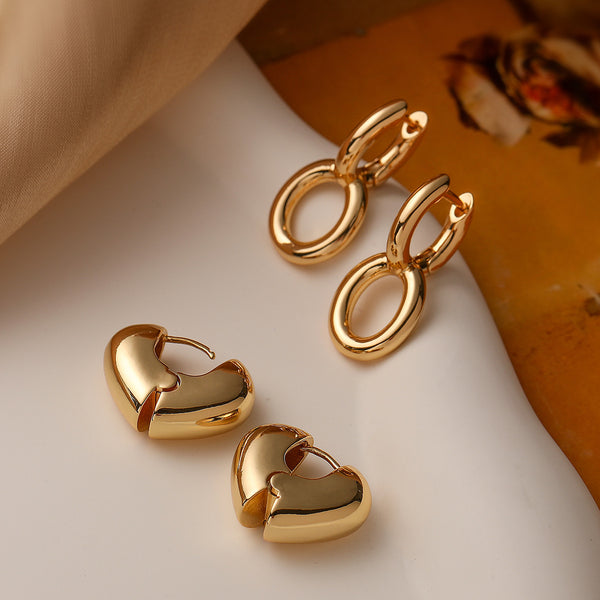 Irregular Geometric Copper Electroplating Earrings