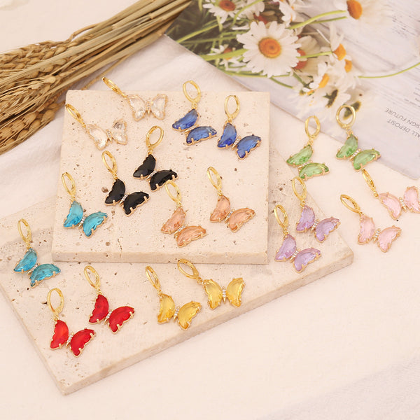 Women Butterfly Copper Electroplating Earrings