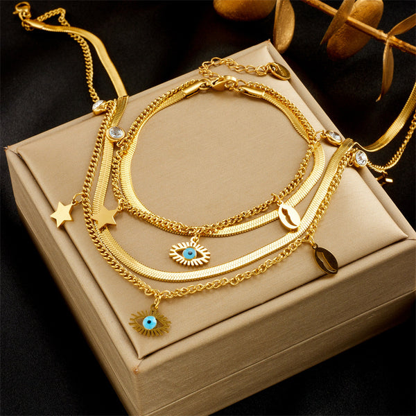 Women Chain Asymmetrical Titanium Steel Electroplating Jewelry Sets