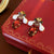 Luxurious Quadrilateral Geometric Flower Alloy Oil Dripping Earrings