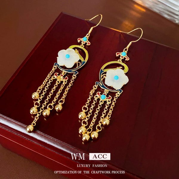 Luxurious Flower Flower Alloy Oil Dripping Earrings