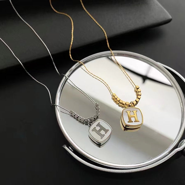 Korean Geometric Titanium Steel 18K Gold Plated Necklaces