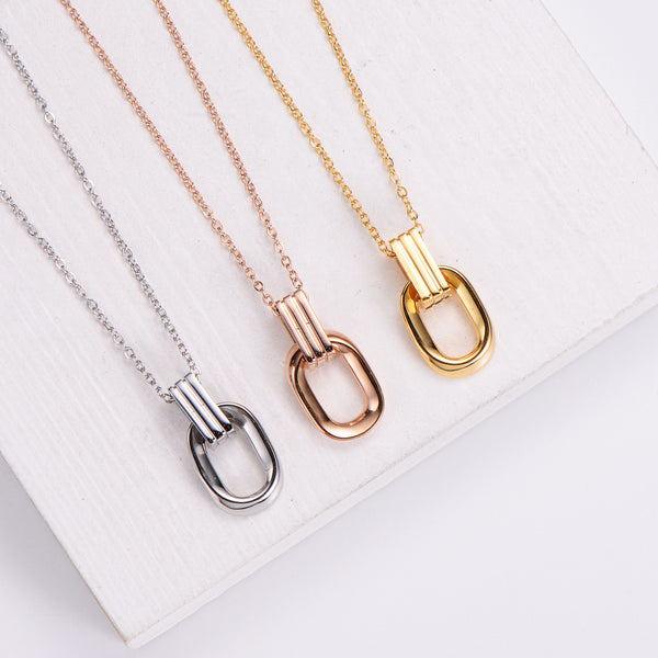 Natural Women Metal Mixed Color Coin Heart Titanium Steel Necklaces