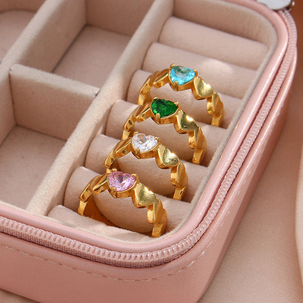 Women Geometric Stainless Steel 18K Gold Plated Rings