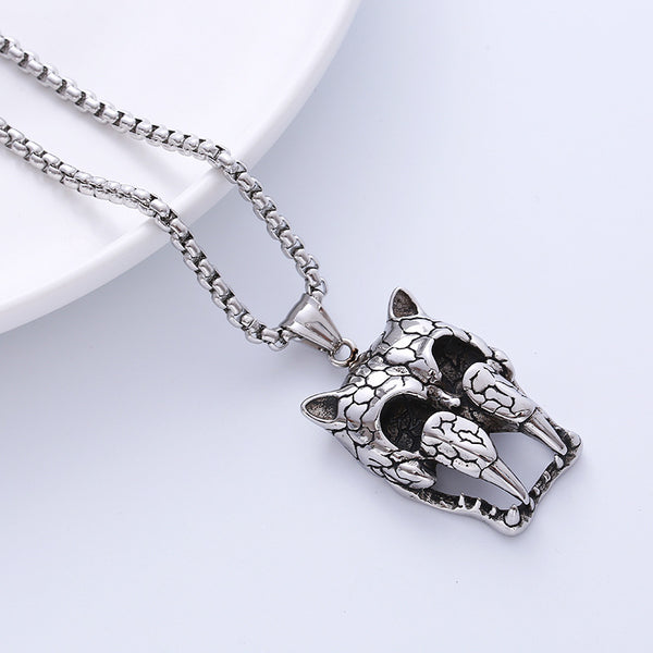 Men Punk Metal Chain Moon Doll Titanium Steel Polishing Pendants