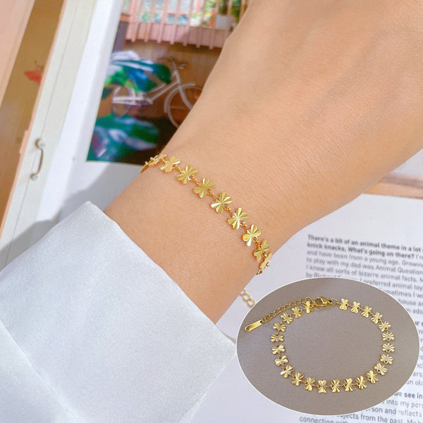 Korean Women Ripple Zodiac Sign Titanium Steel Gold Plating Bracelets