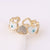 IG Style Women Diamond Metal Heart Copper Electroplating Rings