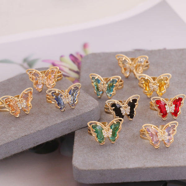 Women IG Style Bowknot Butterfly Metal Electroplating Rings