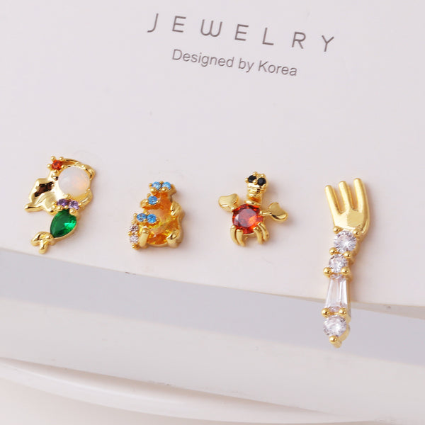 Minimalist Cartoon Cartoon Zircon Zircon Inlay Earrings