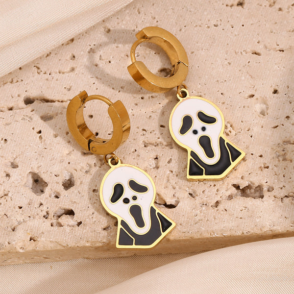 Fashion Ghost Cartoon Stainless Steel Electroplating Earrings