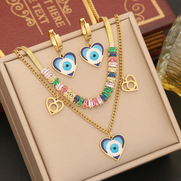 Fashion Heart Stainless Steel Electroplating Necklaces