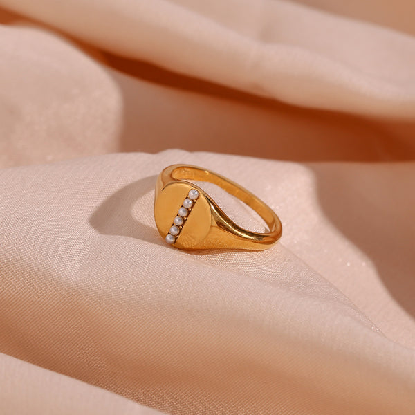 Minimalist Fashion Ellipse Geometric Stainless Steel 18K Gold Plated Rings