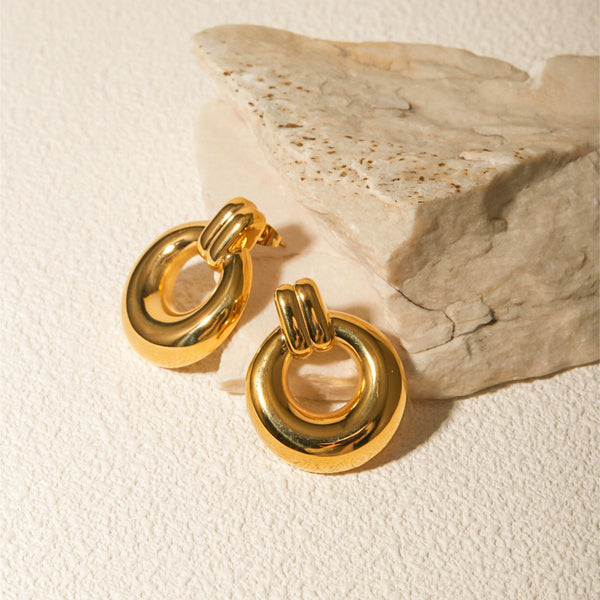 Maillard Circle Stainless Steel 18K Gold Plated Earrings