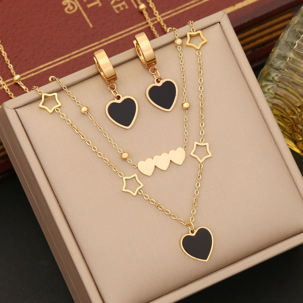 Fashion Heart Stainless Steel Electroplating Necklaces