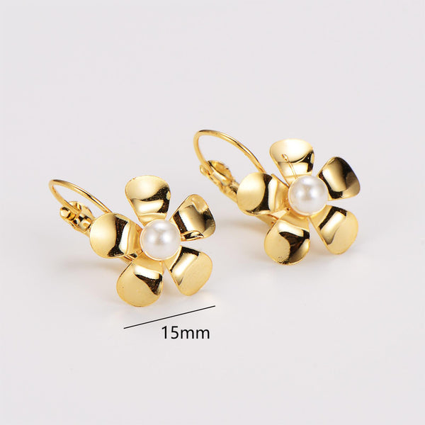 Retro Vintage Fan-Shape Flower Stainless Steel Electroplating Stud Earrings