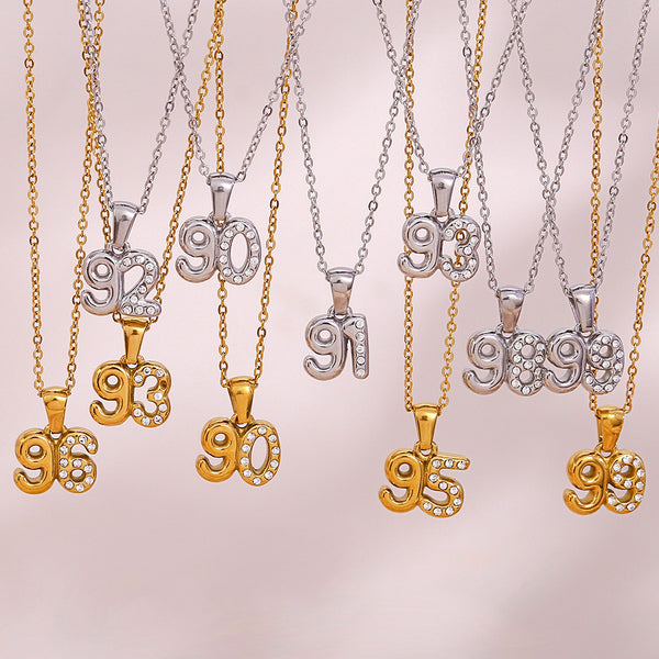 Minimalist Number Text Letter Stainless Steel 18K Gold Plated Necklaces