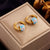 Korean Flower Geometric Titanium Steel Electroplating Stud Earrings