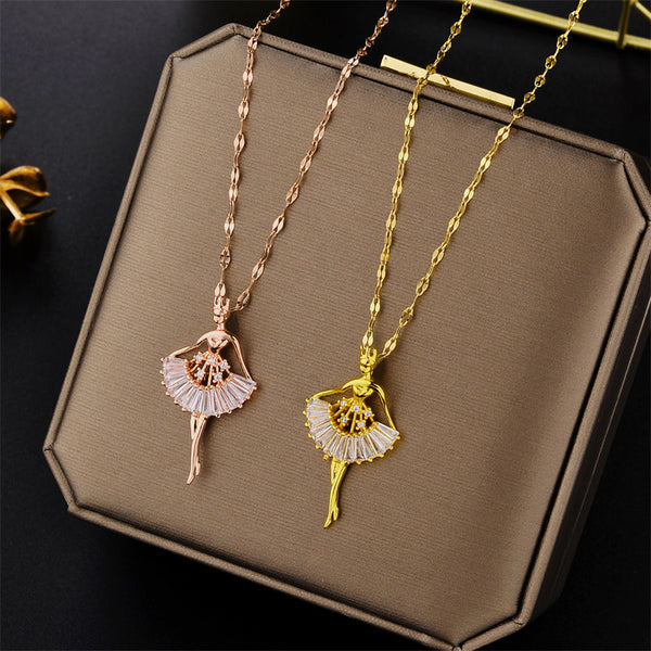 Cartoon Geometric Titanium Steel 18K Gold Plated Necklaces