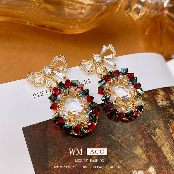 Moderate Luxury Ellipse Geometric Zircon Zircon Inlay Earrings