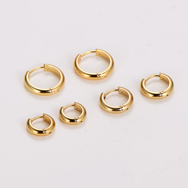 Versatile Round Geometric Stainless Steel Electroplating Earrings