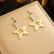 Fashion Pentagram Titanium Steel Electroplating Earrings