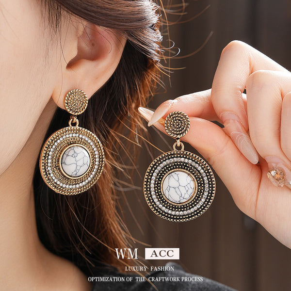 Medieval Round Geometric Alloy Electroplating Earrings