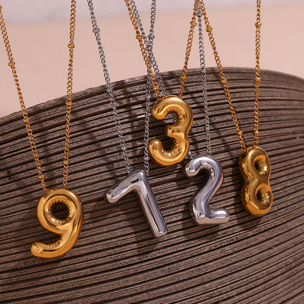 Fashion Number Geometric Stainless Steel 18K Gold Plated Necklaces