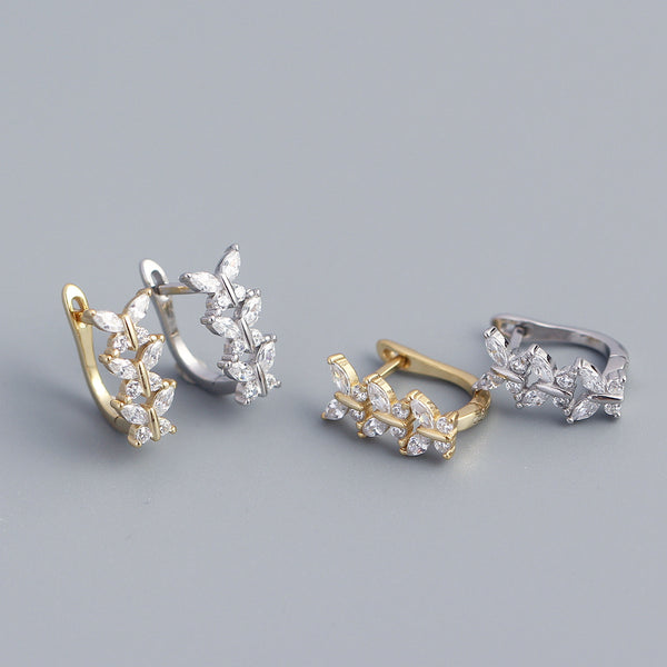 925 Sterling Silver Cute Butterfly Silver Diamond Inlay Stud Earrings