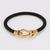 Couple Versatile Checkered Stripe Hollow Geometric Leather Bangles