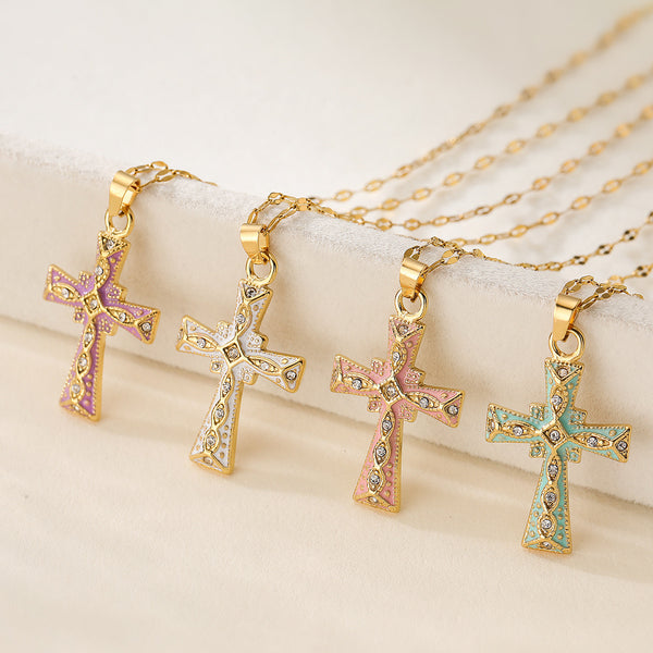 Minimalist Cross Geometric Copper Pendants