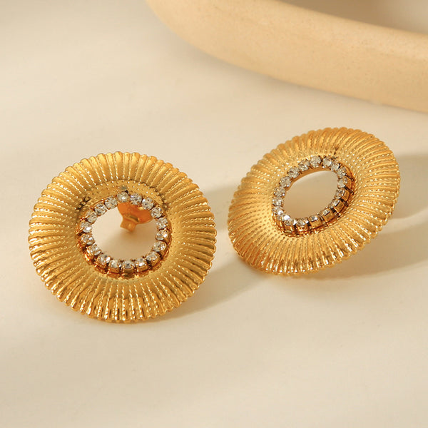 IG Style Round Geometric Stainless Steel Electroplating Earrings