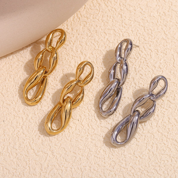 Minimalist Irregular Chain Geometric Stainless Steel 18K Gold Plated Stud Earrings