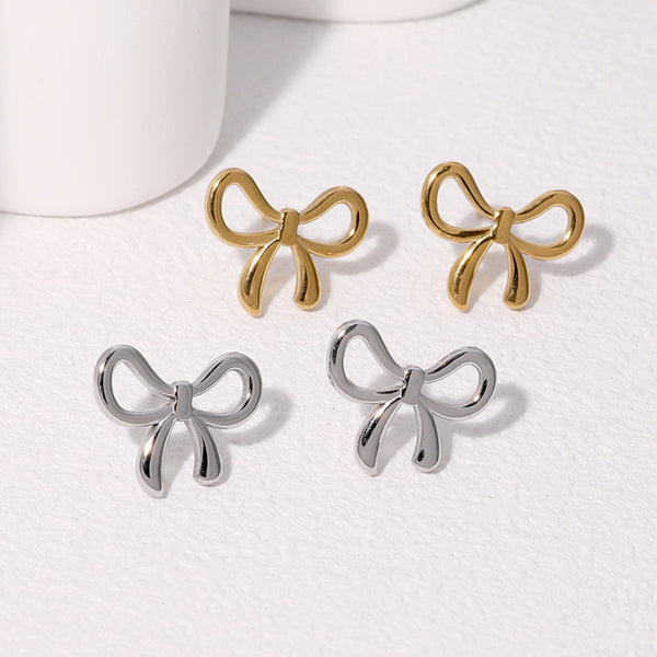 Minimalist Bowknot Bowknot Stainless Steel Electroplating Stud Earrings